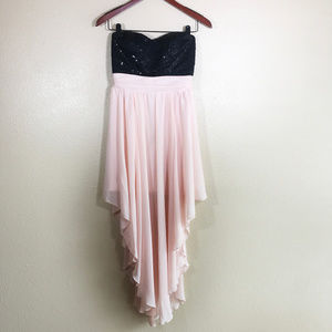 Speekless Black and Pink Strapless Dress